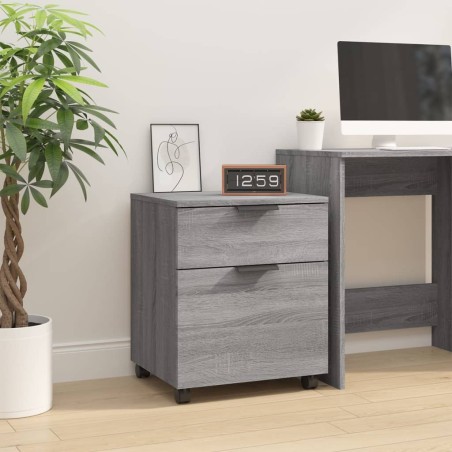 vidaXL Archivador ruedas madera contrachapada gris Sonoma 45x38x54 cm