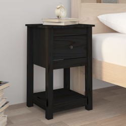 vidaXL Mesita de noche madera maciza de pino negro 40x35x61,5 cm