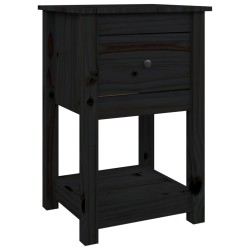 vidaXL Mesita de noche madera maciza de pino negro 40x35x61,5 cm