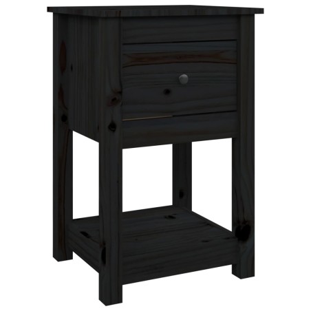 vidaXL Mesita de noche madera maciza de pino negro 40x35x61,5 cm