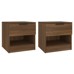 vidaXL Mesitas de noche 2 uds madera contrachapada color roble marrón