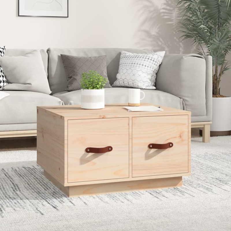 vidaXL Mesa de centro de madera maciza de pino 60x53x35 cm