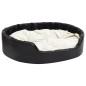 vidaXL Cama de perros felpa y cuero sintético negro beige 99x89x21 cm vidaXL Cama de perros felpa y cuero sintético negro beige 99x89x21 cm