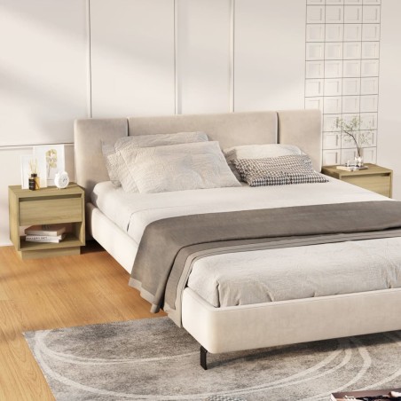 vidaXL Mesitas de noche 2 uds contrachapada roble Sonoma 45x34x44 cm