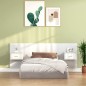 vidaXL Cabecero de cama con mesitas madera contrachapada blanco brillo vidaXL Cabecero de cama con mesitas madera contrachapada blanco brillo