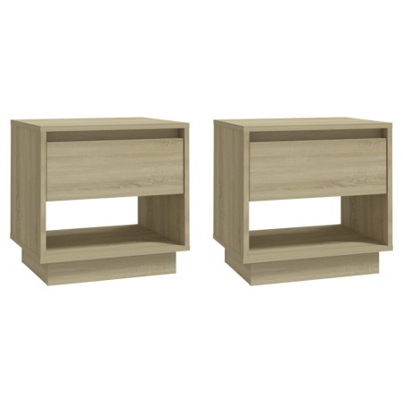 vidaXL Mesitas de noche 2 uds contrachapada roble Sonoma 45x34x44 cm