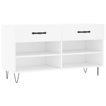 vidaXL Banco zapatero madera de ingeniería blanco 102x35x55 cm