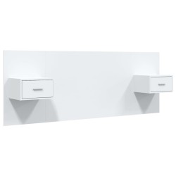 vidaXL Cabecero de cama con mesitas madera contrachapada blanco brillo