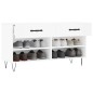 vidaXL Banco zapatero madera de ingeniería blanco 102x35x55 cm