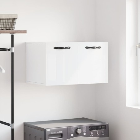 vidaXL Armario pared madera contrachapada blanco brillo 60x36,5x35 cm