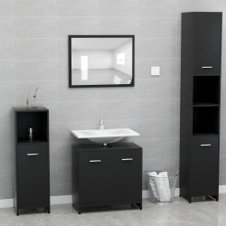 vidaXL Conjunto de muebles de baño madera contrachapada negro