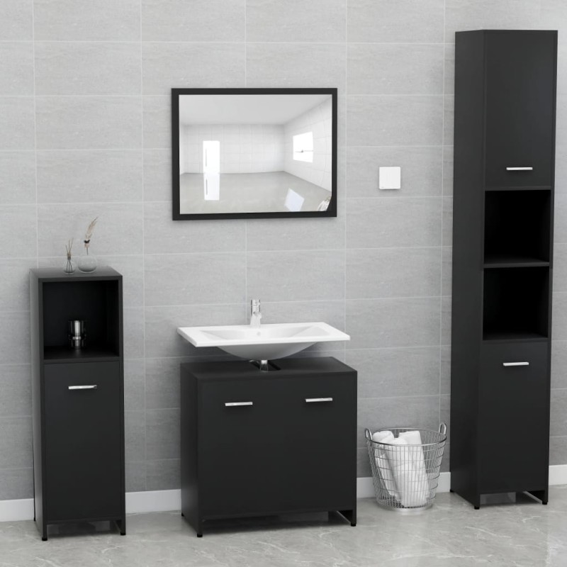 vidaXL Conjunto de muebles de baño madera contrachapada negro