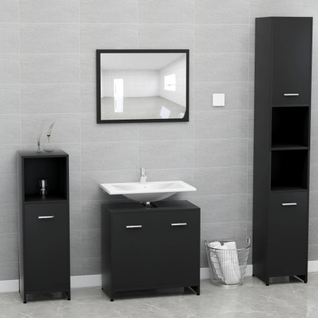 vidaXL Conjunto de muebles de baño madera contrachapada negro