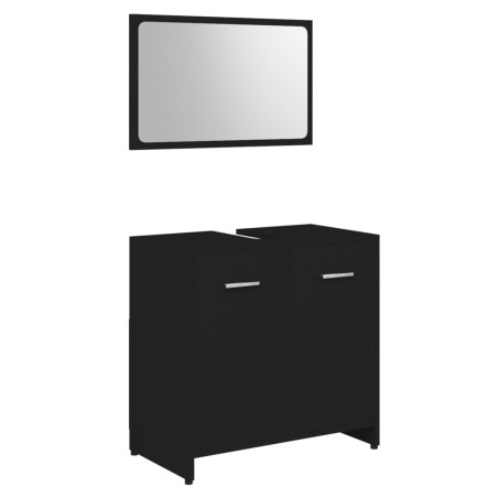 vidaXL Conjunto de muebles de baño madera contrachapada negro