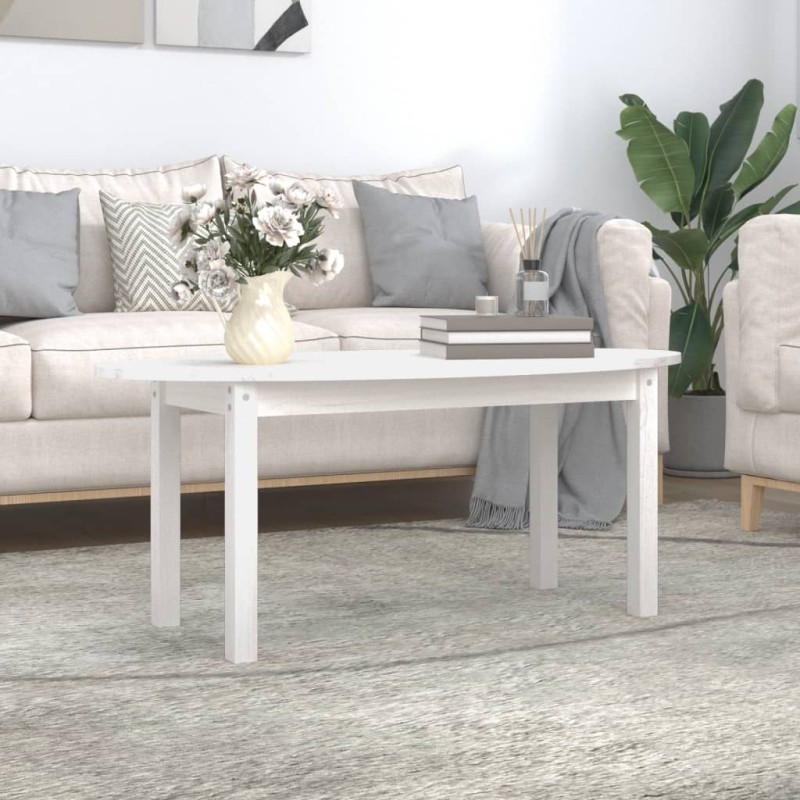 vidaXL Mesa de centro de madera maciza de pino blanco 110x55x45 cm vidaXL Mesa de centro de madera maciza de pino blanco 110x55x45 cm