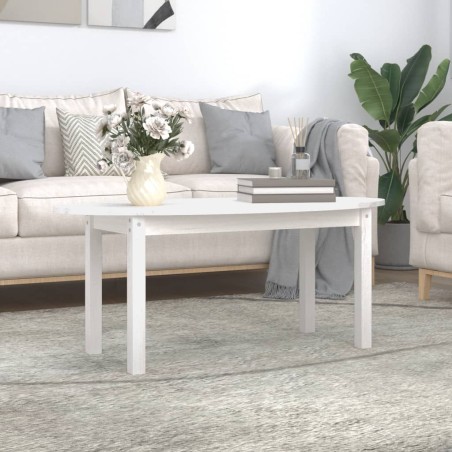 vidaXL Mesa de centro de madera maciza de pino blanco 110x55x45 cm