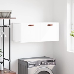 vidaXL Armario de pared madera ingeniería blanco brillo 80x36,5x35 cm
