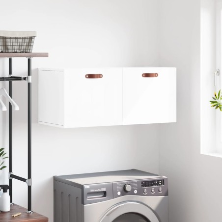 vidaXL Armario de pared madera ingeniería blanco brillo 80x36,5x35 cm
