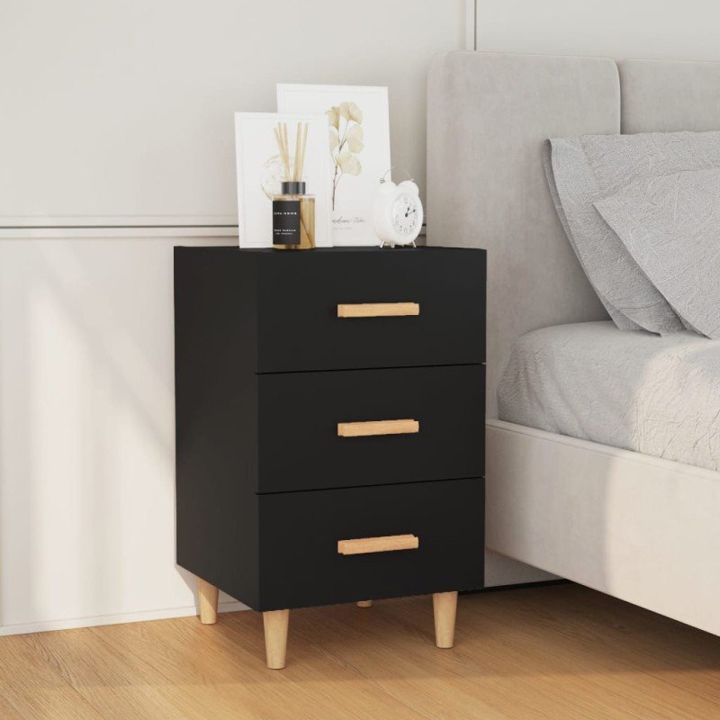 vidaXL Mesita de noche madera de ingeniería negro 40x40x66 cm vidaXL Mesita de noche madera de ingeniería negro 40x40x66 cm