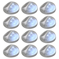 vidaXL Lámparas solares LED de pared exterior 12 uds redondas plateada