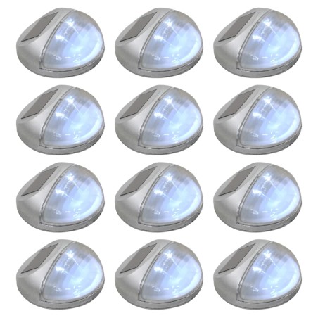 vidaXL Lámparas solares LED de pared exterior 12 uds redondas plateada