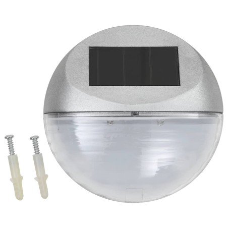 vidaXL Lámparas solares LED de pared exterior 12 uds redondas plateada