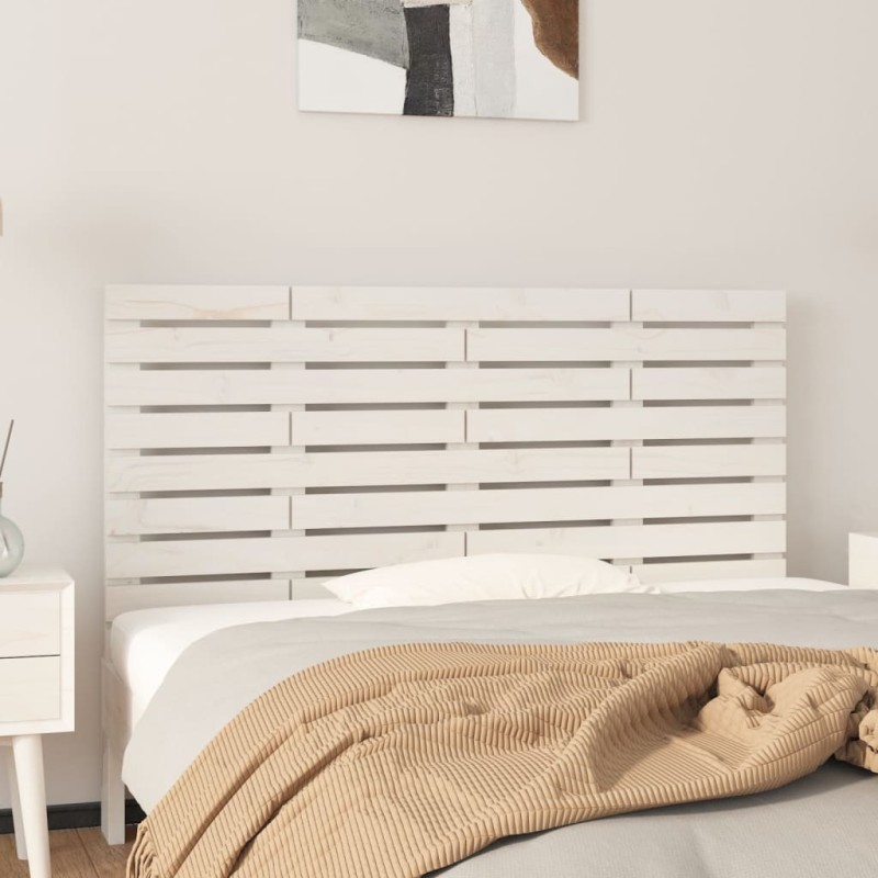 vidaXL Cabecero de cama de pared madera maciza pino blanco 126x3x63 cm vidaXL Cabecero de cama de pared madera maciza pino blanco 126x3x63 cm