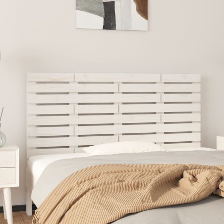 vidaXL Cabecero de cama de pared madera maciza pino blanco 126x3x63 cm