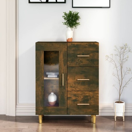 vidaXL Aparador de madera de ingeniería roble ahumado 69,5x34x90 cm