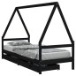 vidaXL Estructura de cama niños con cajones madera pino negro 90x200cm vidaXL Estructura de cama niños con cajones madera pino negro 90x200cm