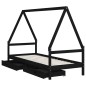 vidaXL Estructura de cama niños con cajones madera pino negro 90x200cm vidaXL Estructura de cama niños con cajones madera pino negro 90x200cm