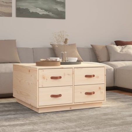 vidaXL Mesa de centro de madera maciza de pino 80x80x45 cm