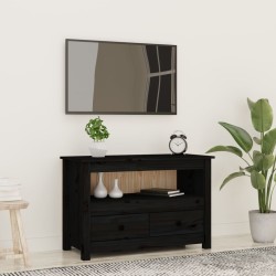 vidaXL Mueble de TV de madera maciza de pino negro 79x35x52 cm