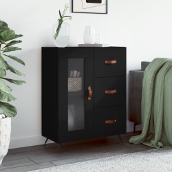 vidaXL Aparador de madera de ingeniería negro 69,5x34x90 cm