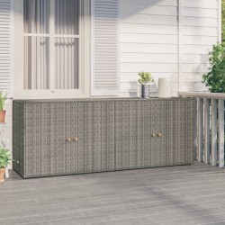 vidaXL Armario de almacenaje de jardín ratán PE gris 198x55,5x80 cm