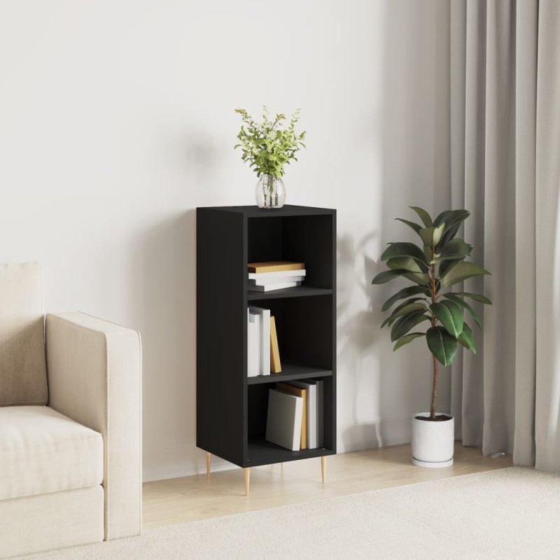 vidaXL Aparador de madera de ingeniería negro 34,5x32,5x90 cm