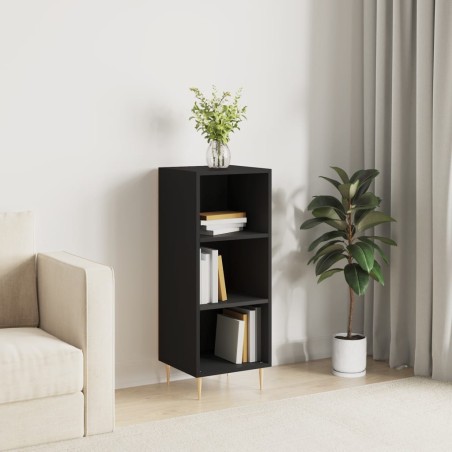 vidaXL Aparador de madera de ingeniería negro 34,5x32,5x90 cm