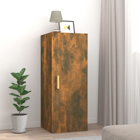vidaXL Armario de pared contrachapada roble ahumado 34,5x34x90 cm
