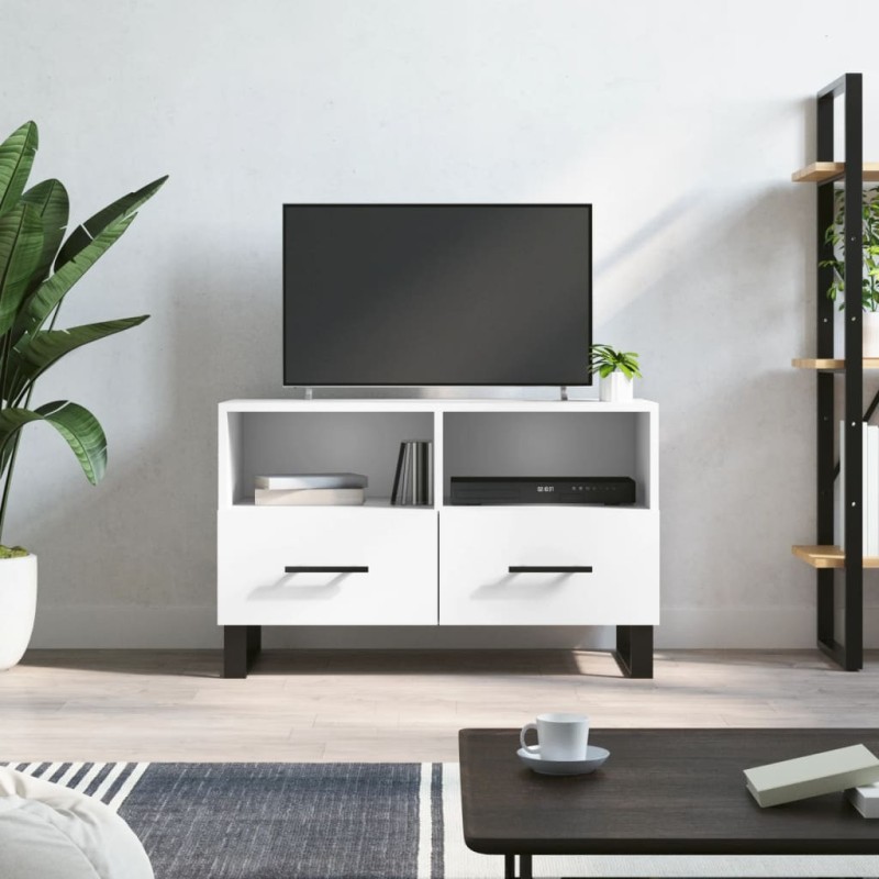 vidaXL Mueble para TV madera contrachapada blanco 80x36x50 cm