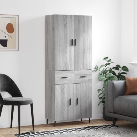 vidaXL Aparador alto madera contrachapada gris sonoma 69,5x34x180 cm