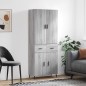 vidaXL Aparador alto madera contrachapada gris sonoma 69,5x34x180 cm