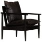 vidaXL Sillón de cuero auténtico negro con madera de acacia vidaXL Sillón de cuero auténtico negro con madera de acacia