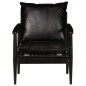 vidaXL Sillón de cuero auténtico negro con madera de acacia vidaXL Sillón de cuero auténtico negro con madera de acacia