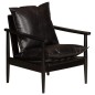 vidaXL Sillón de cuero auténtico negro con madera de acacia vidaXL Sillón de cuero auténtico negro con madera de acacia