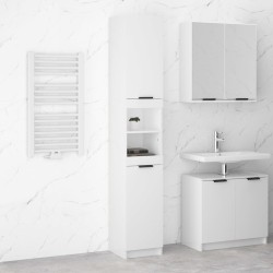 vidaXL Armario de baño contrachapada blanco brillo 32x34x188,5cm