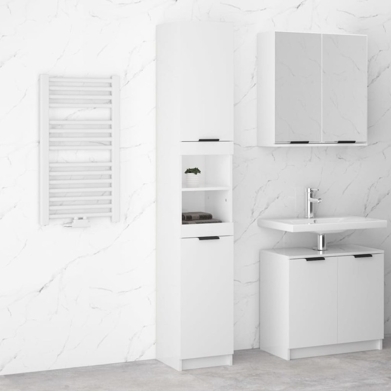 vidaXL Armario de baño contrachapada blanco brillo 32x34x188,5cm vidaXL Armario de baño contrachapada blanco brillo 32x34x188,5cm