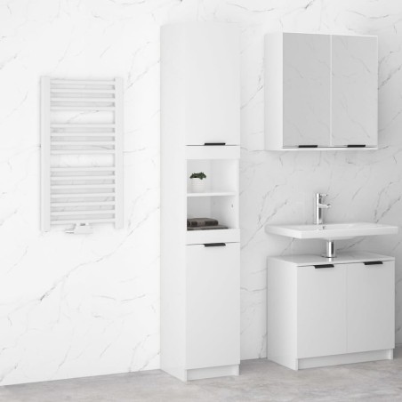 vidaXL Armario de baño contrachapada blanco brillo 32x34x188,5cm