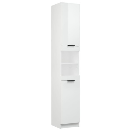 vidaXL Armario de baño contrachapada blanco brillo 32x34x188,5cm