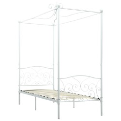 vidaXL Estructura de cama con dosel metal blanco 90x200 cm