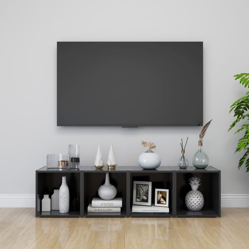 vidaXL Muebles para TV 4 uds madera contrachapada gris 37x35x37 cm